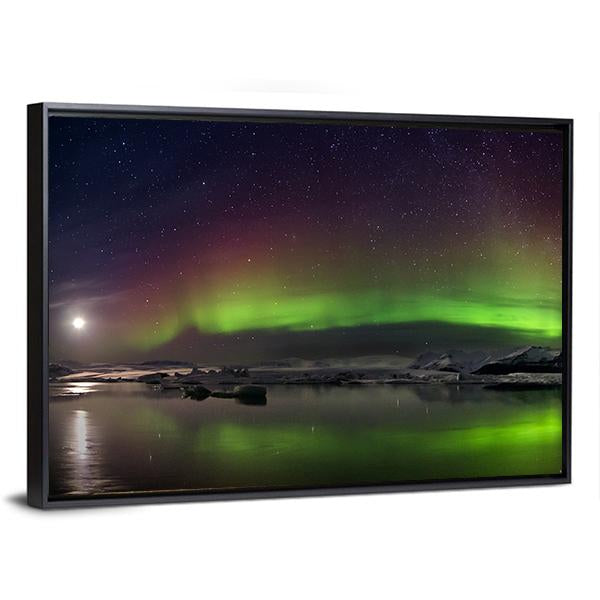 Flash Of Aurora Polaris Canvas Wall Art-5 Horizontal-Gallery Wrap-22" x 12"-Tiaracle