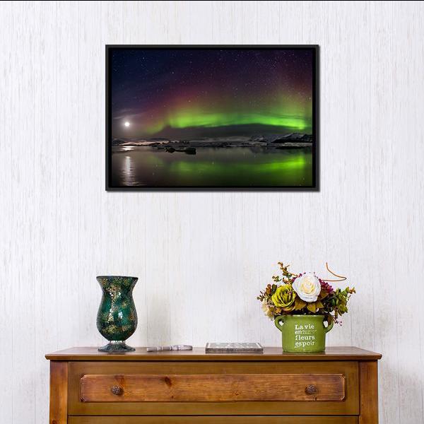 Flash Of Aurora Polaris Canvas Wall Art-5 Horizontal-Gallery Wrap-22" x 12"-Tiaracle