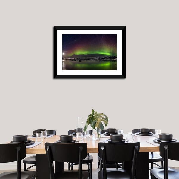 Flash Of Aurora Polaris Panoramic Canvas Wall Art-1 Piece-36" x 12"-Tiaracle