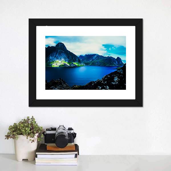 Flat Water In Quite Fjord Canvas Wall Art-1 Piece-Framed Print-20" x 16"-Tiaracle