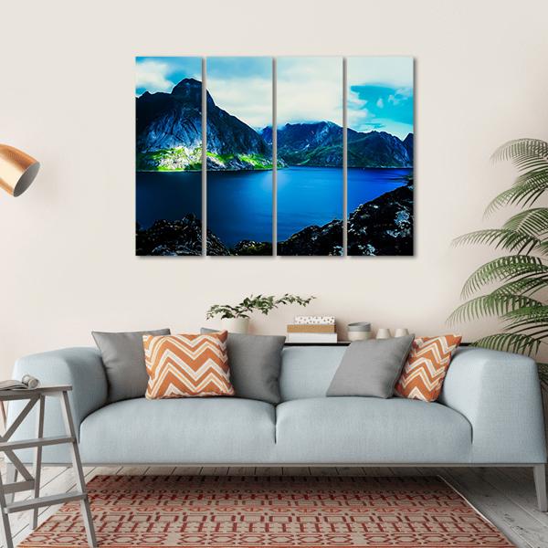 Flat Water In Quite Fjord Canvas Wall Art-4 Horizontal-Gallery Wrap-34" x 24"-Tiaracle