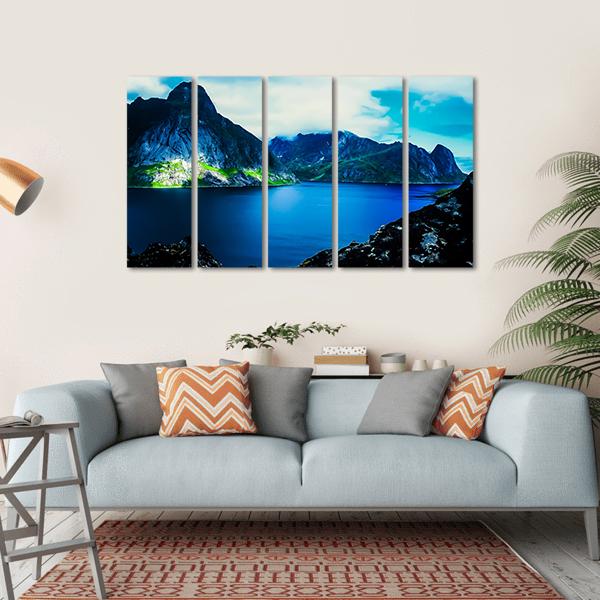 Flat Water In Quite Fjord Canvas Wall Art-5 Horizontal-Gallery Wrap-22" x 12"-Tiaracle