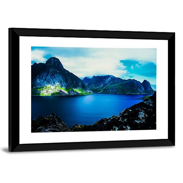 Flat Water In Quite Fjord Canvas Wall Art-5 Horizontal-Gallery Wrap-22" x 12"-Tiaracle