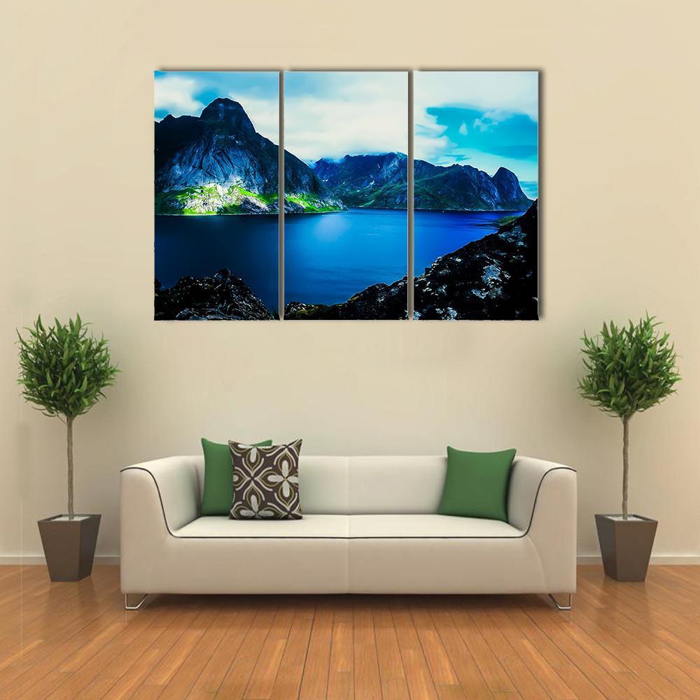Flat Water In Quite Fjord Canvas Wall Art-3 Horizontal-Gallery Wrap-37" x 24"-Tiaracle