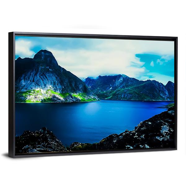 Flat Water In Quite Fjord Canvas Wall Art-3 Horizontal-Gallery Wrap-25" x 16"-Tiaracle