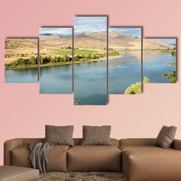 Flathead River In Montana Canvas Wall Art-5 Star-Gallery Wrap-62" x 32"-Tiaracle