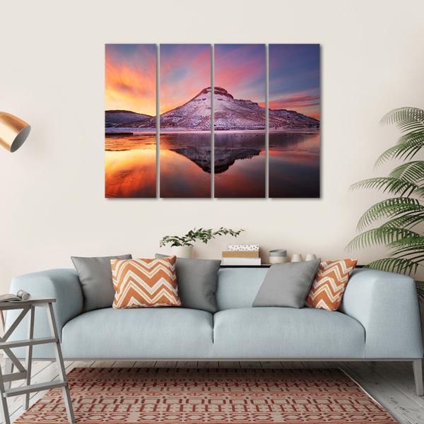 Flatiron Reservoir In Winter Canvas Wall Art-4 Horizontal-Gallery Wrap-34" x 24"-Tiaracle