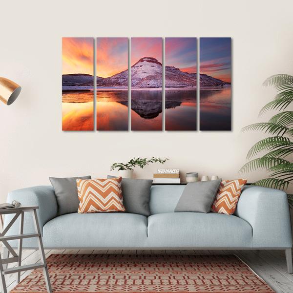 Flatiron Reservoir In Winter Canvas Wall Art-5 Horizontal-Gallery Wrap-22" x 12"-Tiaracle