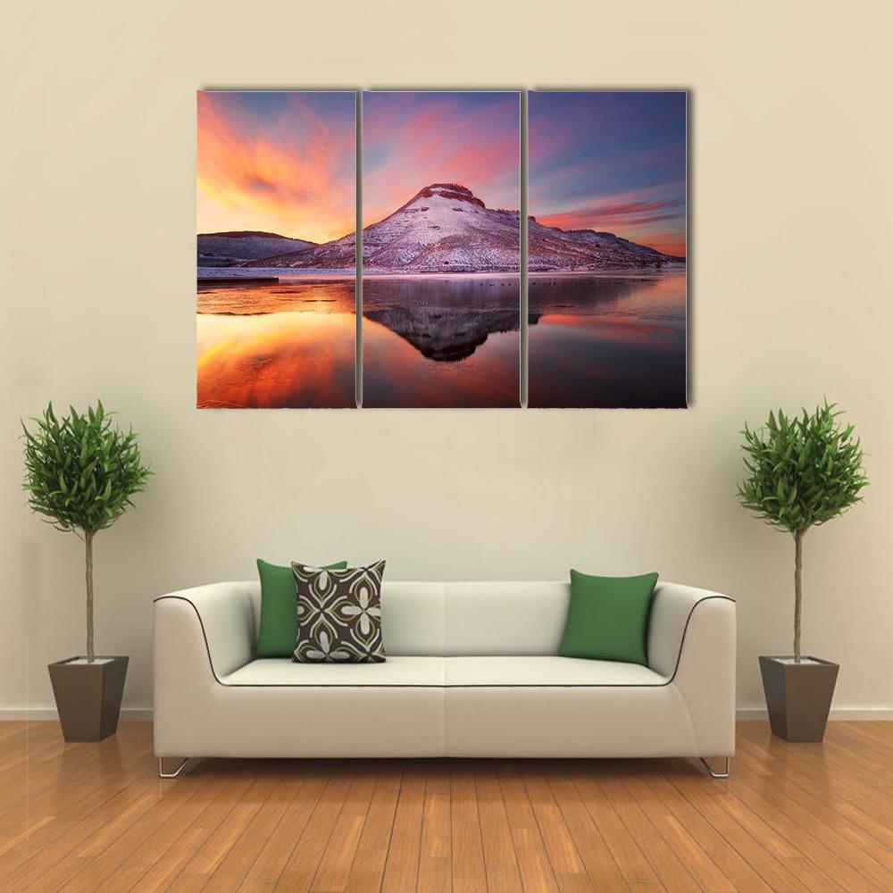 Flatiron Reservoir In Winter Canvas Wall Art-3 Horizontal-Gallery Wrap-37" x 24"-Tiaracle