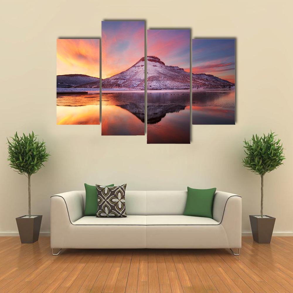 Flatiron Reservoir In Winter Canvas Wall Art-4 Pop-Gallery Wrap-50" x 32"-Tiaracle