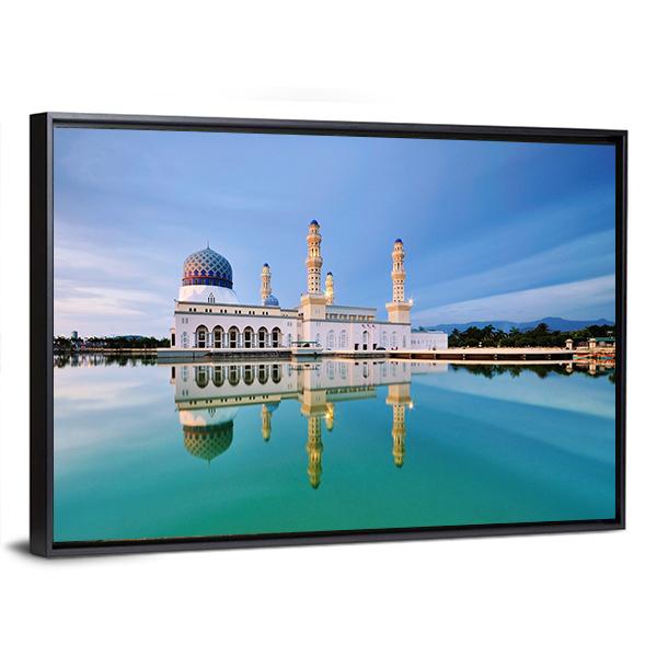 Floating Mosque Malaysia Canvas Wall Art-5 Horizontal-Gallery Wrap-22" x 12"-Tiaracle