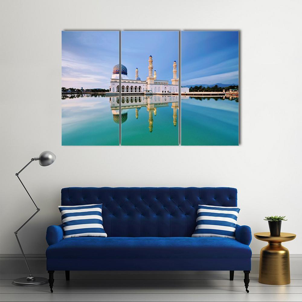 Floating Mosque Malaysia Canvas Wall Art-3 Horizontal-Gallery Wrap-37" x 24"-Tiaracle