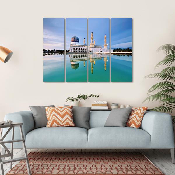 Floating Mosque Malaysia Canvas Wall Art-4 Horizontal-Gallery Wrap-34" x 24"-Tiaracle