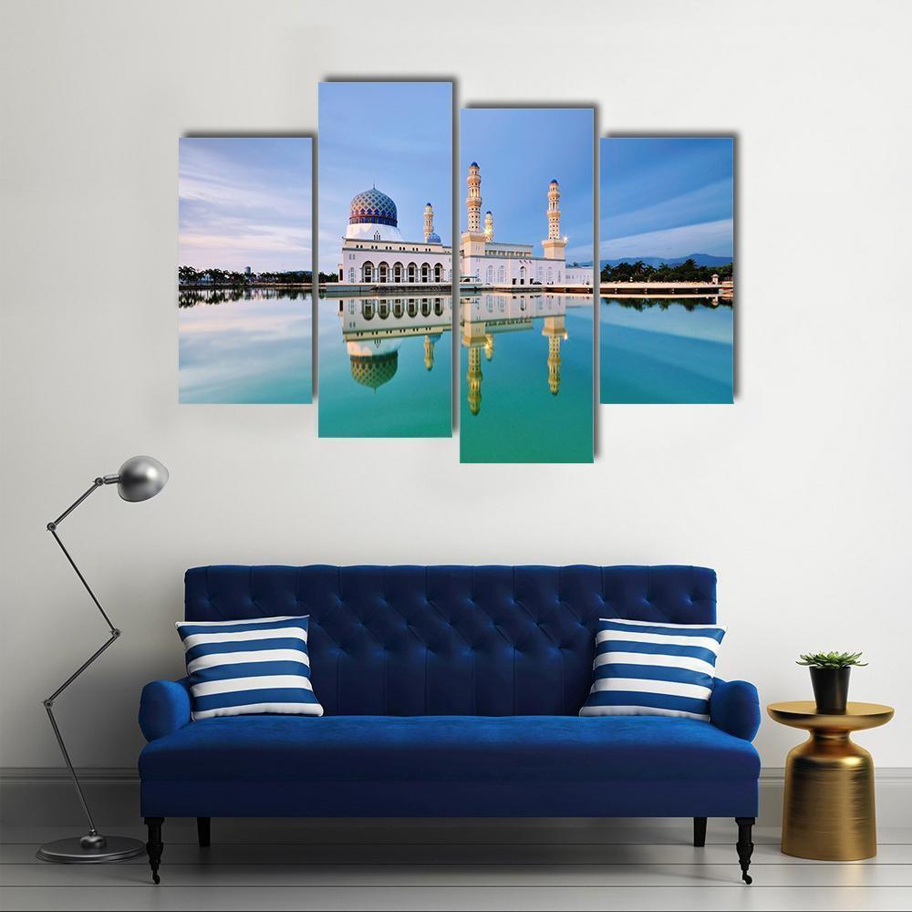 Floating Mosque Malaysia Canvas Wall Art-4 Pop-Gallery Wrap-50" x 32"-Tiaracle