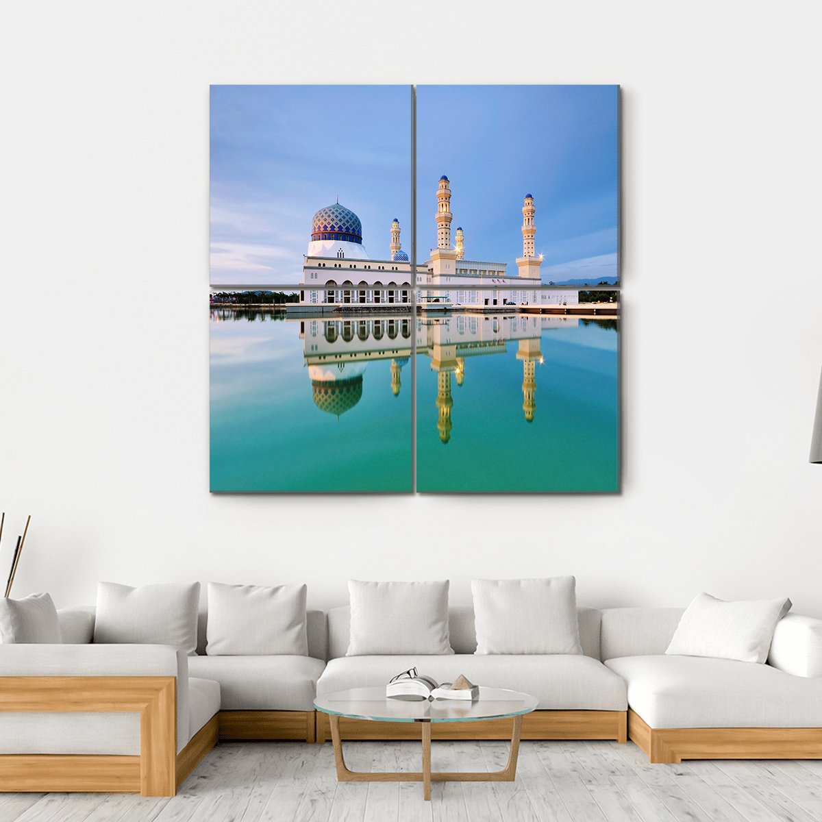 Floating Mosque Malaysia Canvas Wall Art-4 Square-Gallery Wrap-17" x 17"-Tiaracle