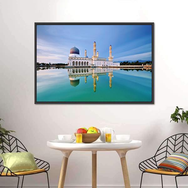 Floating Mosque Malaysia Canvas Wall Art-3 Horizontal-Gallery Wrap-25" x 16"-Tiaracle