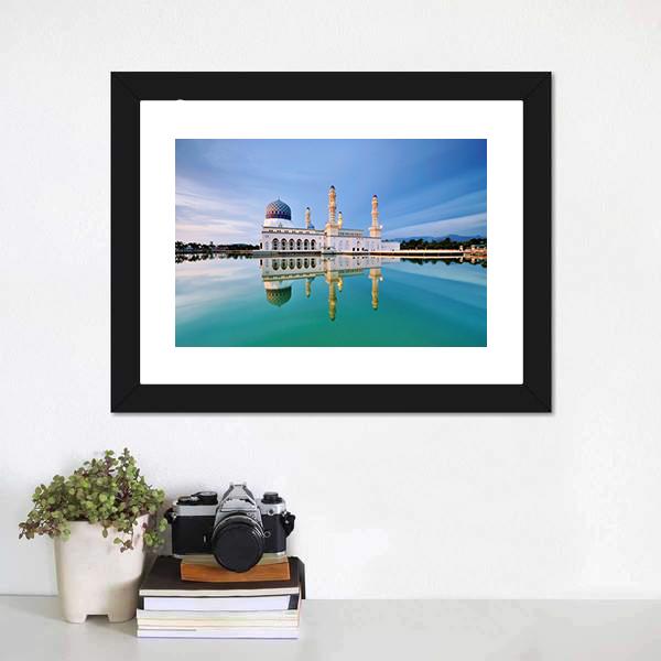 Floating Mosque Malaysia Canvas Wall Art-1 Piece-Framed Print-20" x 16"-Tiaracle
