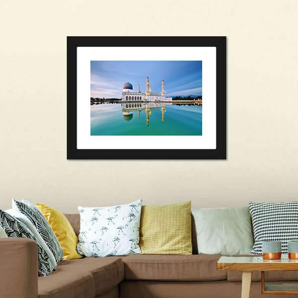 Floating Mosque Malaysia Canvas Wall Art-3 Horizontal-Gallery Wrap-25" x 16"-Tiaracle