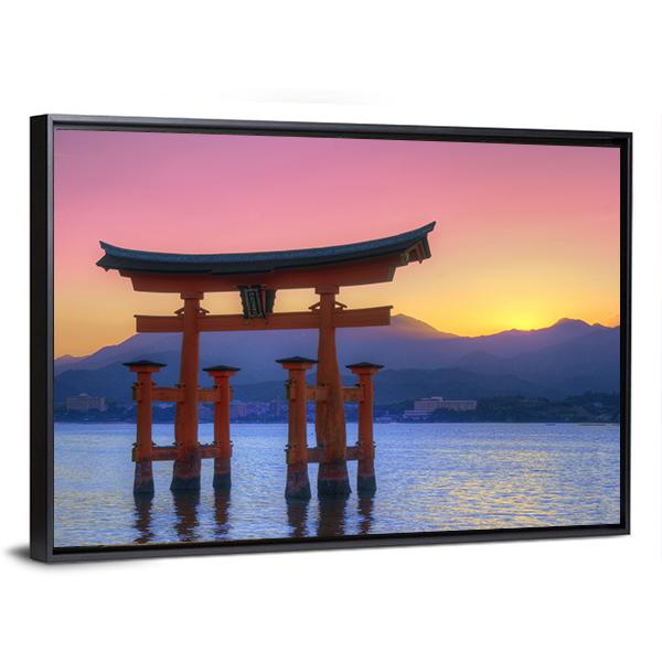 Floating Torii Gate Canvas Wall Art-3 Horizontal-Gallery Wrap-25" x 16"-Tiaracle