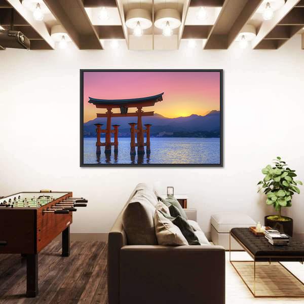 Floating Torii Gate Canvas Wall Art-5 Horizontal-Gallery Wrap-22" x 12"-Tiaracle