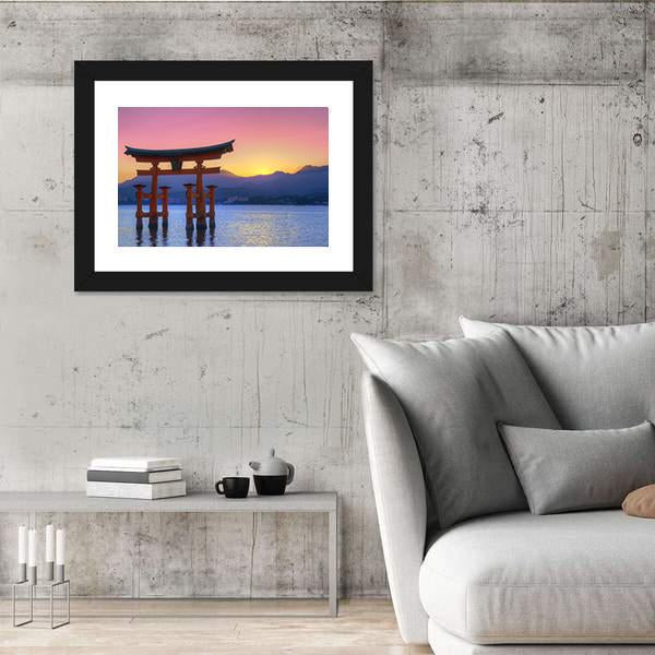 Floating Torii Gate Canvas Wall Art-5 Horizontal-Gallery Wrap-22" x 12"-Tiaracle
