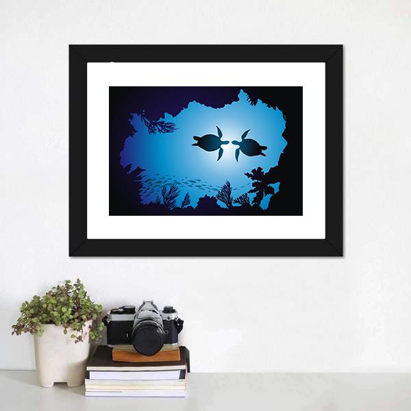 Floating Turtles Canvas Wall Art-1 Piece-Framed Print-20" x 16"-Tiaracle