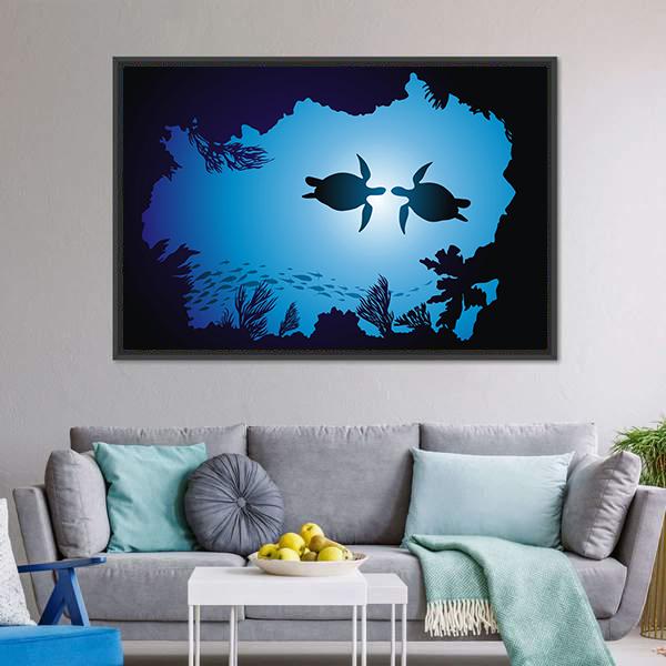 Floating Turtles Canvas Wall Art-5 Horizontal-Gallery Wrap-22" x 12"-Tiaracle
