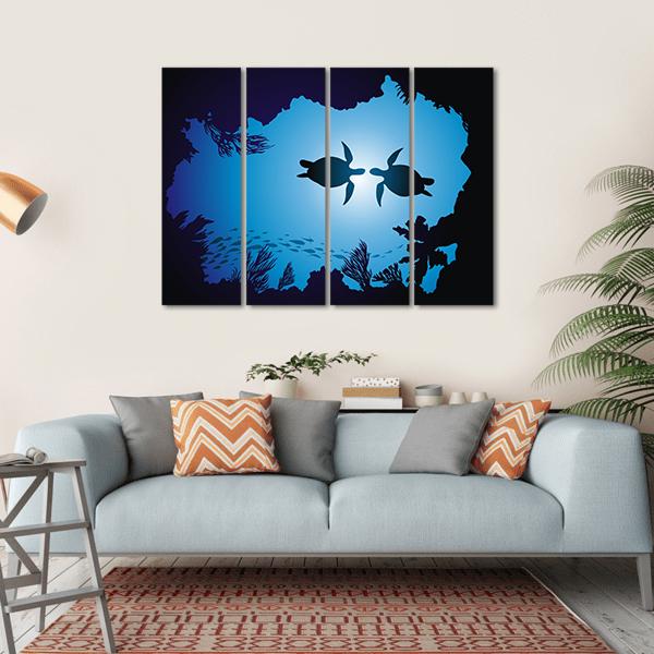 Floating Turtles Canvas Wall Art-4 Horizontal-Gallery Wrap-34" x 24"-Tiaracle