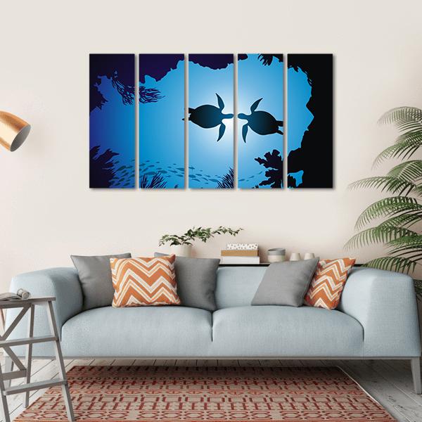 Floating Turtles Canvas Wall Art-5 Horizontal-Gallery Wrap-22" x 12"-Tiaracle