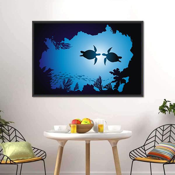 Floating Turtles Canvas Wall Art-3 Horizontal-Gallery Wrap-25" x 16"-Tiaracle
