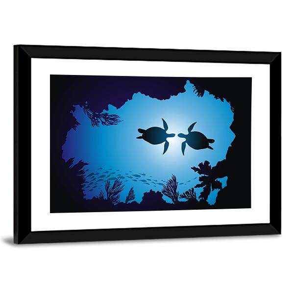 Floating Turtles Canvas Wall Art-3 Horizontal-Gallery Wrap-25" x 16"-Tiaracle