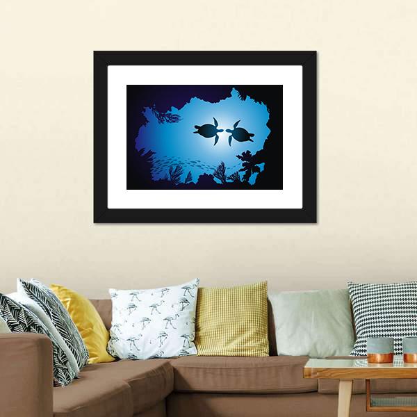 Floating Turtles Canvas Wall Art-3 Horizontal-Gallery Wrap-25" x 16"-Tiaracle