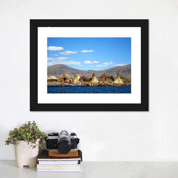 Floating Uros Islands Canvas Wall Art-1 Piece-Framed Print-20" x 16"-Tiaracle