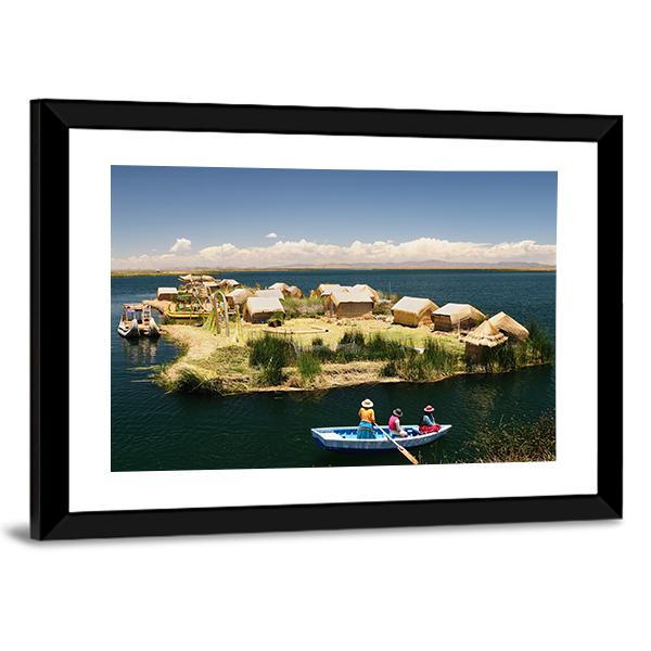 Floating Uros Islands In Peru Canvas Wall Art-3 Horizontal-Gallery Wrap-25" x 16"-Tiaracle
