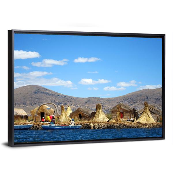 Floating Uros Islands Canvas Wall Art-3 Horizontal-Gallery Wrap-25" x 16"-Tiaracle