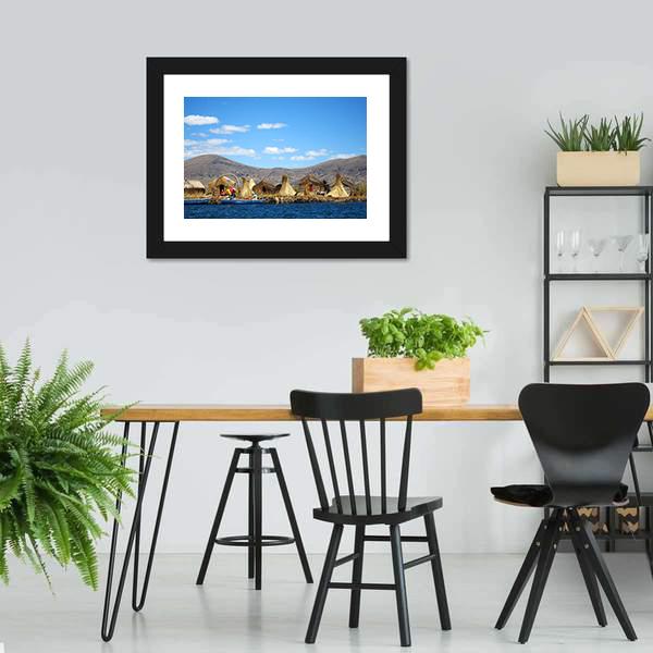 Floating Uros Islands Canvas Wall Art-3 Horizontal-Gallery Wrap-25" x 16"-Tiaracle
