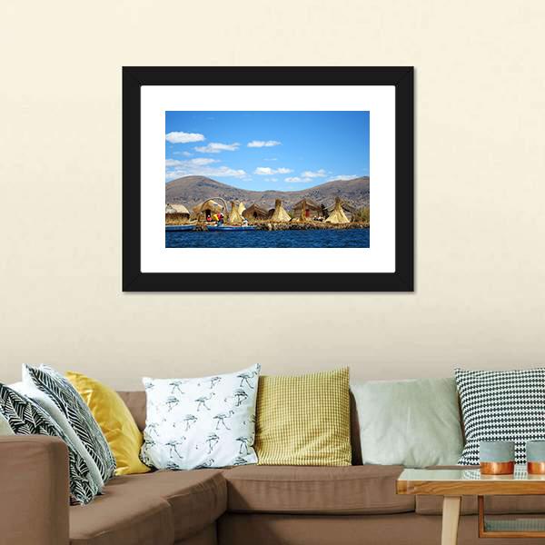 Floating Uros Islands Canvas Wall Art-3 Horizontal-Gallery Wrap-25" x 16"-Tiaracle