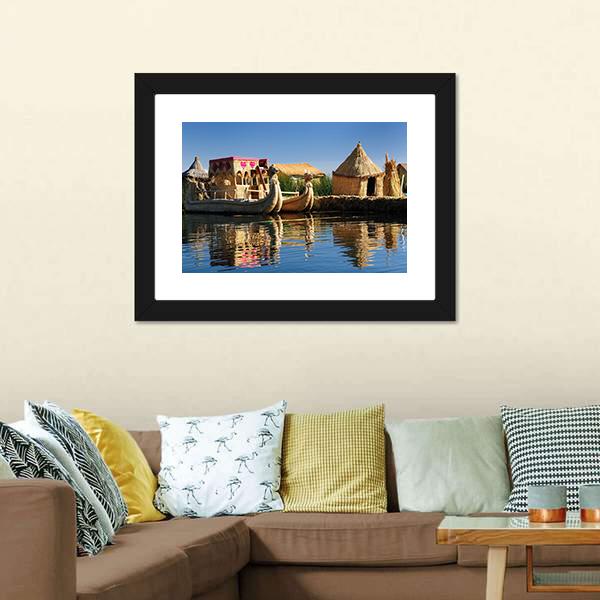Floating Uros Islands Peru Canvas Wall Art-3 Horizontal-Gallery Wrap-25" x 16"-Tiaracle