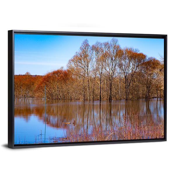 Flood On River Oka Canvas Wall Art-3 Horizontal-Gallery Wrap-25" x 16"-Tiaracle