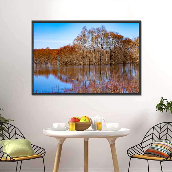 Flood On River Oka Canvas Wall Art-3 Horizontal-Gallery Wrap-25" x 16"-Tiaracle