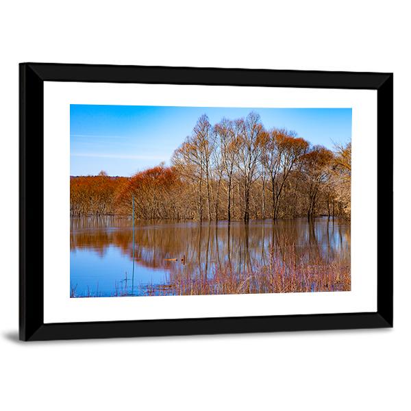 Flood On River Oka Canvas Wall Art-3 Horizontal-Gallery Wrap-25" x 16"-Tiaracle