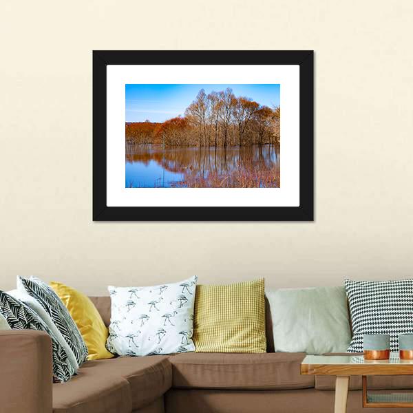 Flood On River Oka Canvas Wall Art-3 Horizontal-Gallery Wrap-25" x 16"-Tiaracle