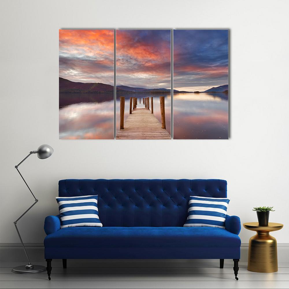 Flooded Jetty In Water Canvas Wall Art-3 Horizontal-Gallery Wrap-37" x 24"-Tiaracle