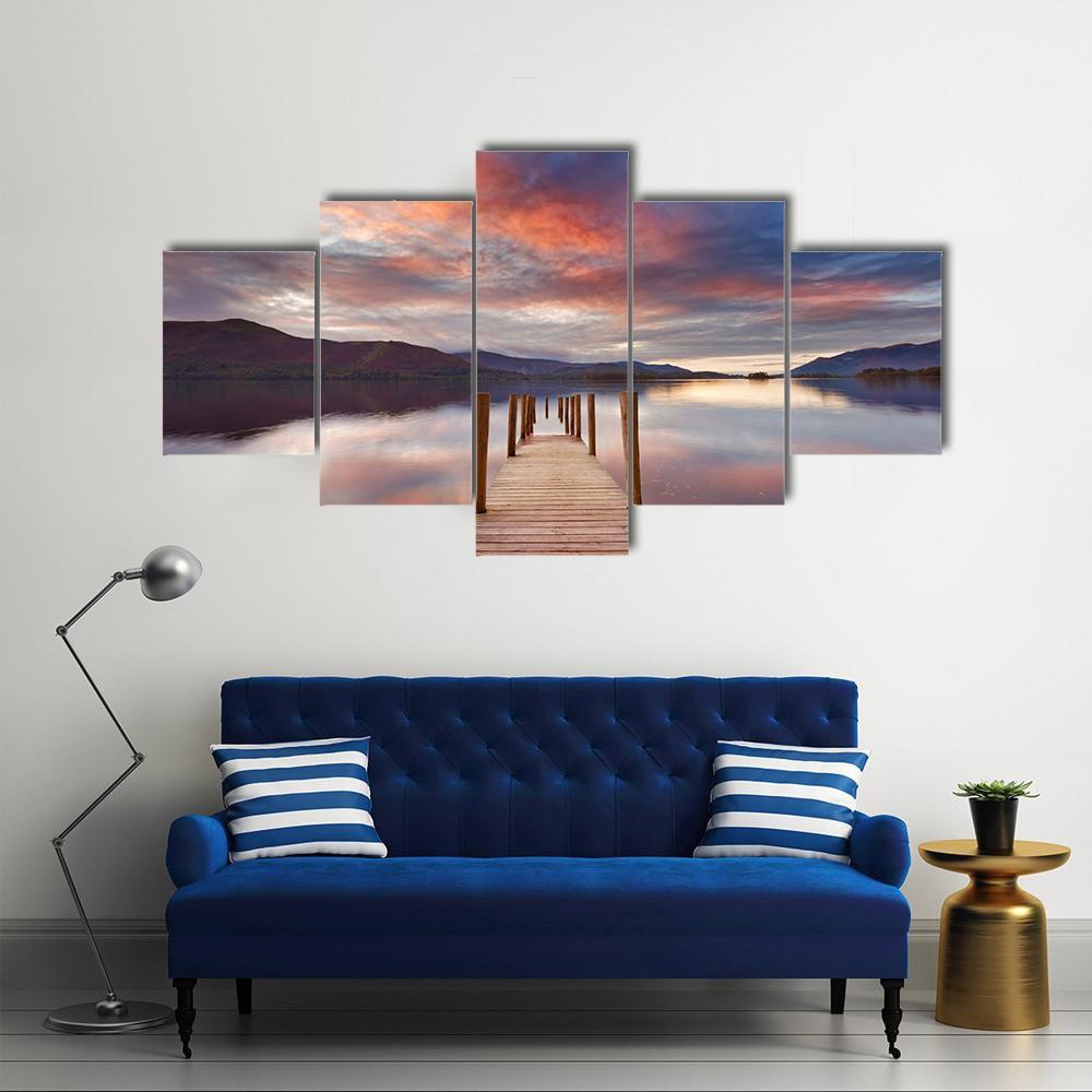 Flooded Jetty In Water Canvas Wall Art-5 Star-Gallery Wrap-62" x 32"-Tiaracle