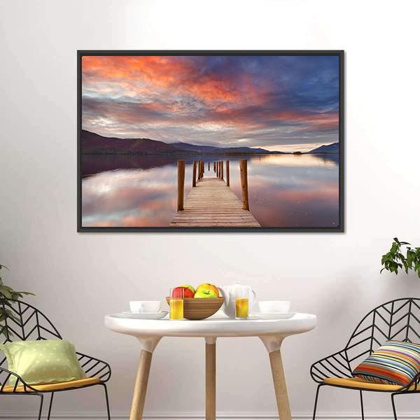 Flooded Jetty In Water Canvas Wall Art-3 Horizontal-Gallery Wrap-25" x 16"-Tiaracle