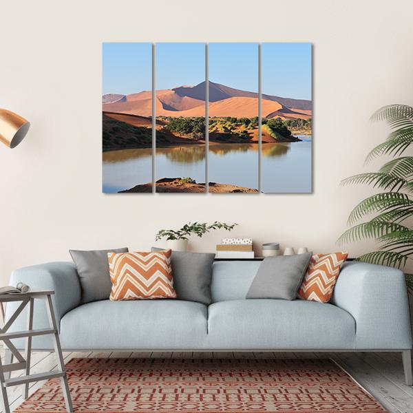 Flooded Sossusvlei Namib Desert Canvas Wall Art-4 Horizontal-Gallery Wrap-34" x 24"-Tiaracle