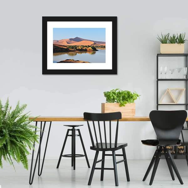 Flooded Sossusvlei Namib Desert Canvas Wall Art-3 Horizontal-Gallery Wrap-25" x 16"-Tiaracle