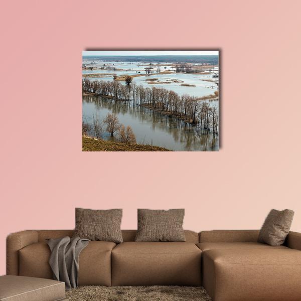 Flooded Trees &amp; Donets River Canvas Wall Art-1 Piece-Gallery Wrap-48" x 32"-Tiaracle