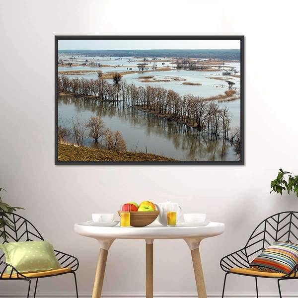 Flooded Trees &amp; Donets River Canvas Wall Art-3 Horizontal-Gallery Wrap-25" x 16"-Tiaracle