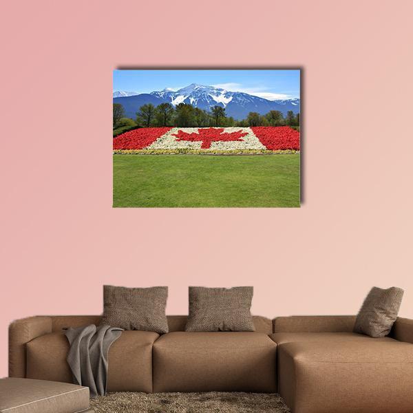 Floral Canadian Flag Canvas Wall Art-5 Horizontal-Gallery Wrap-22" x 12"-Tiaracle